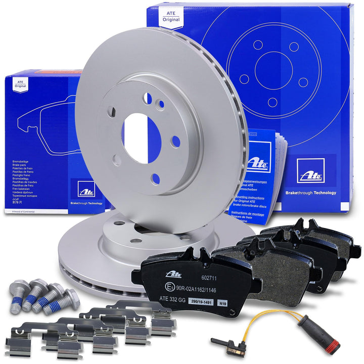 ATE Bremsenset Vorderachse inkl. Bremsscheiben vorne Ø 276 mm belüftet und Bremsbeläge vorne + Versc