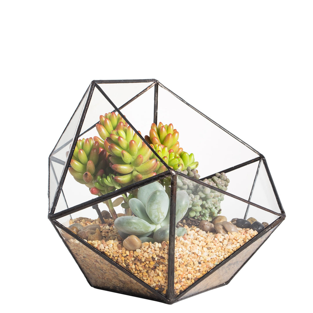 NCYP Handmade Blumentopf,Gemoetrisches Glasterrarium, dreieckig, in Form Einer Halbkugel, für Balkon