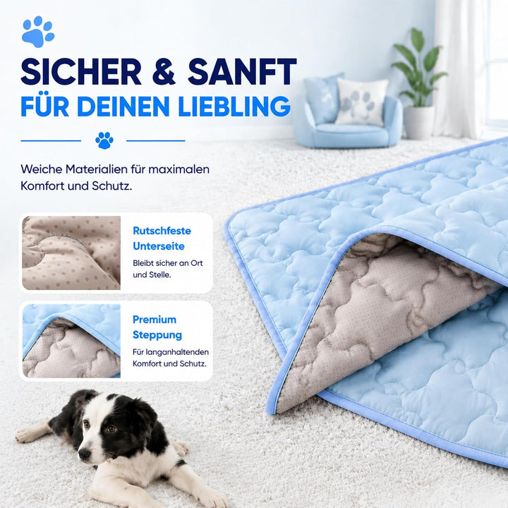 Selbstkühlende Kühlmatte für Hunde und Katzen – 101 × 149 cm – Atmungsaktive Polyester Hundematte, W