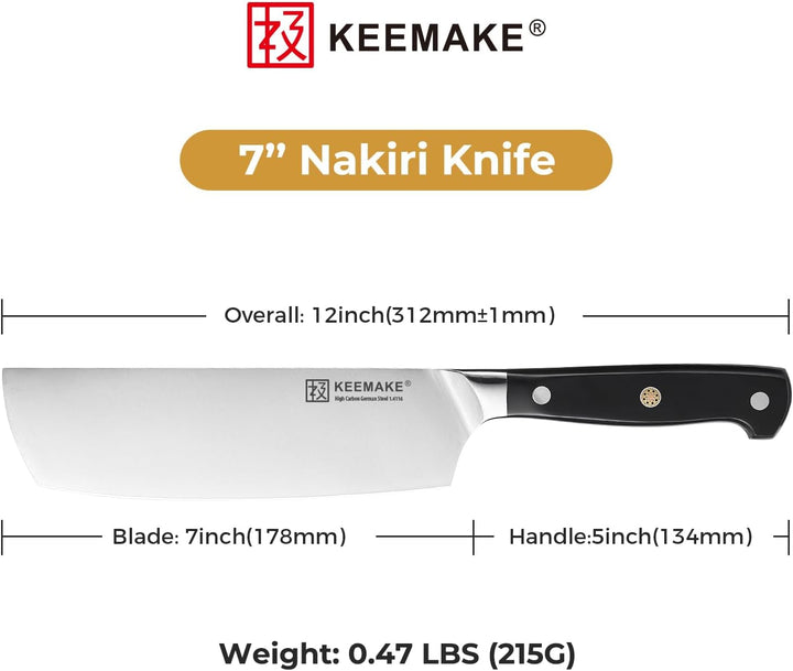 KEEMAKE japanisches messer, Nakiri Messer, 17cm Gemüsemesser, Kochmesser Hackmesser,scharfes Küchenm