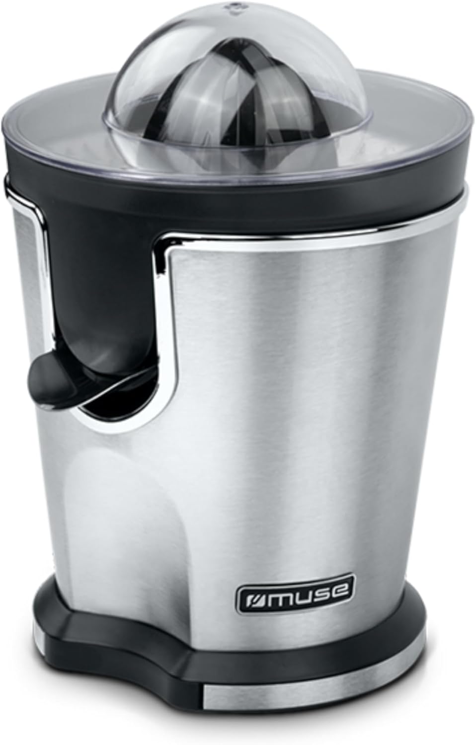 Muse MS-10 CP Power Juicer, Fruchtsaftpresse aus Edelstahl, Schwarz und Chrom, Hohe Leistung und Eff