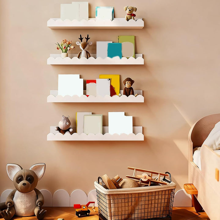 Schweberegal für Bücher | 2 Stück Wand- gekröpft – schwebende Bücherregale aus Holz – für Kinderzimm