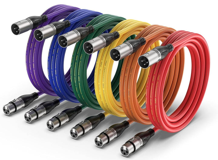 NUOSIYA XLR Kabel 3m 6 Farben XLR Mikrofon Splitterkabel Adapter, 3-Pin XLR Stecker auf Buchse Mikro