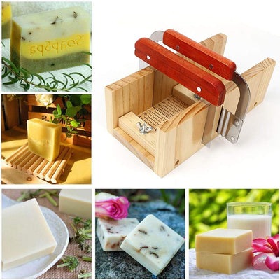 UHAPEER DIY Seifen Silikonform Set 9 Stück, Praktische Verstellbar Holz Seifenschneider Kit, Seifenh