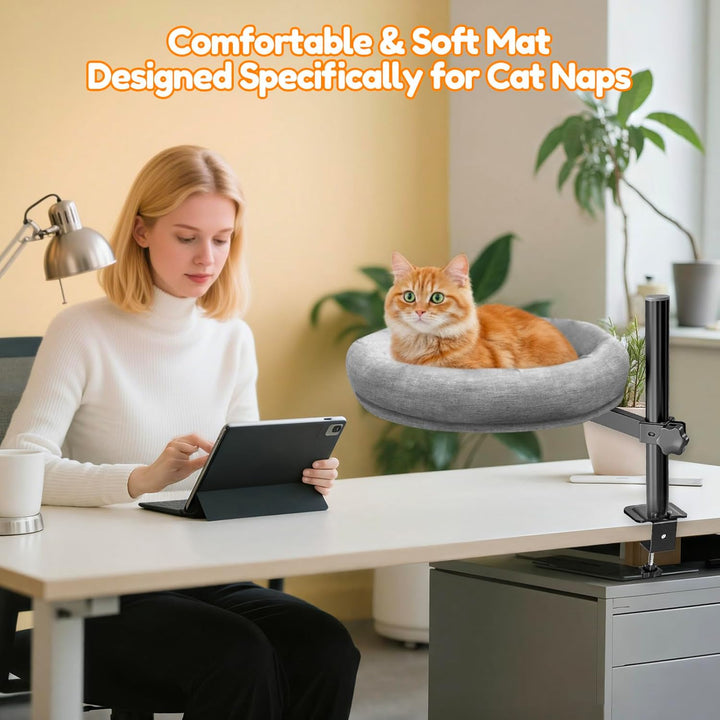 homegroove Katze Schreibtisch Bett, Katze Bett für Schreibtisch mit 360 ° Drehung & Höhenverstellbar