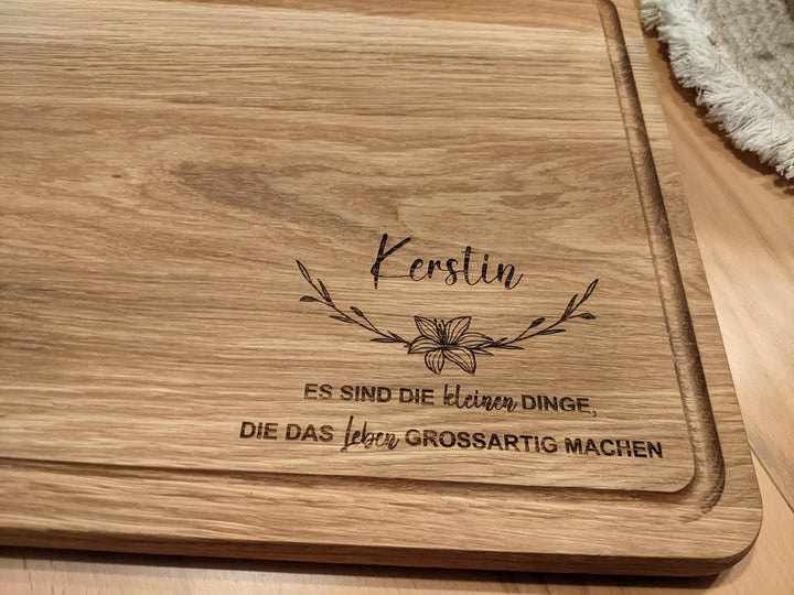 Geburtstagsgeschenk für Frauen | XL Schneidebrett Holz personalisiert | Einweihungsgeschenk | Eiche