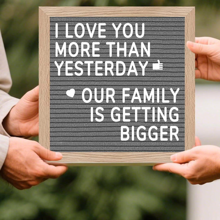 Letter Board aus Eiche und Filz 25×25cm Quadratisch Buchstabentafel mit 350 Buchstaben Staffelei und