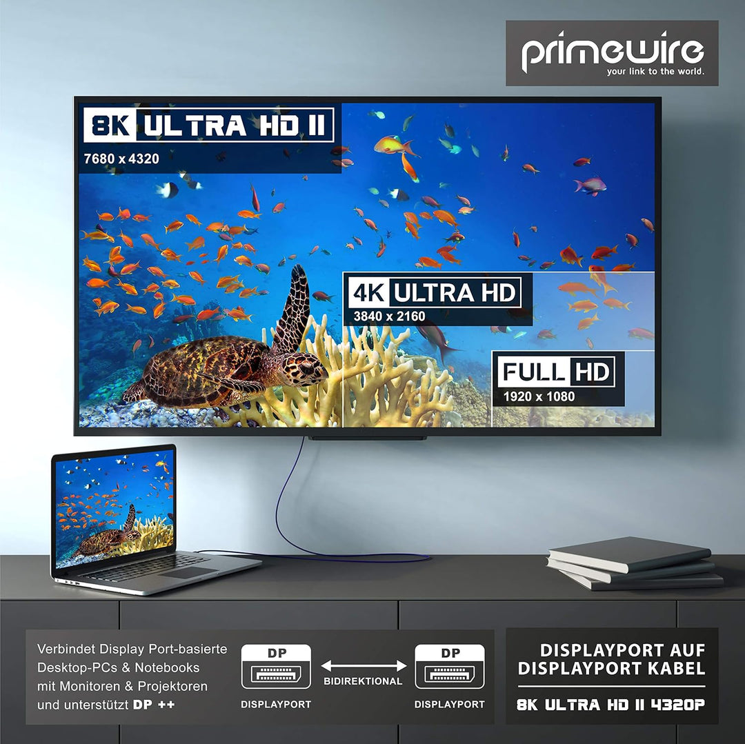 CSL – 5x 8k Premium DisplayPort Kabel - 3m - DP 1.4 zu DP 1.4-8k @ 60 Hz 4k @ 120 Hz – UHD II - bis