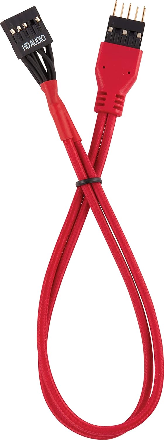 Corsair Premium Sleeved Front Panel Extension Kabel Verlängerungskit, Rot Front Panel Extension Rot,