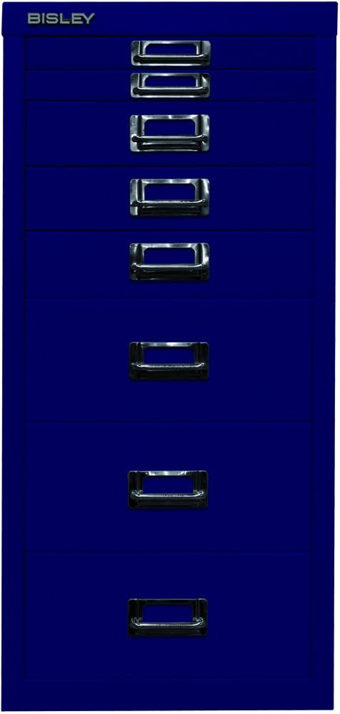 BISLEY MultiDrawer, 29er Serie, DIN A4, 8 Schubladen, Metall, 639 Oxfordblau, 38 x 27.9 x 59 cm
