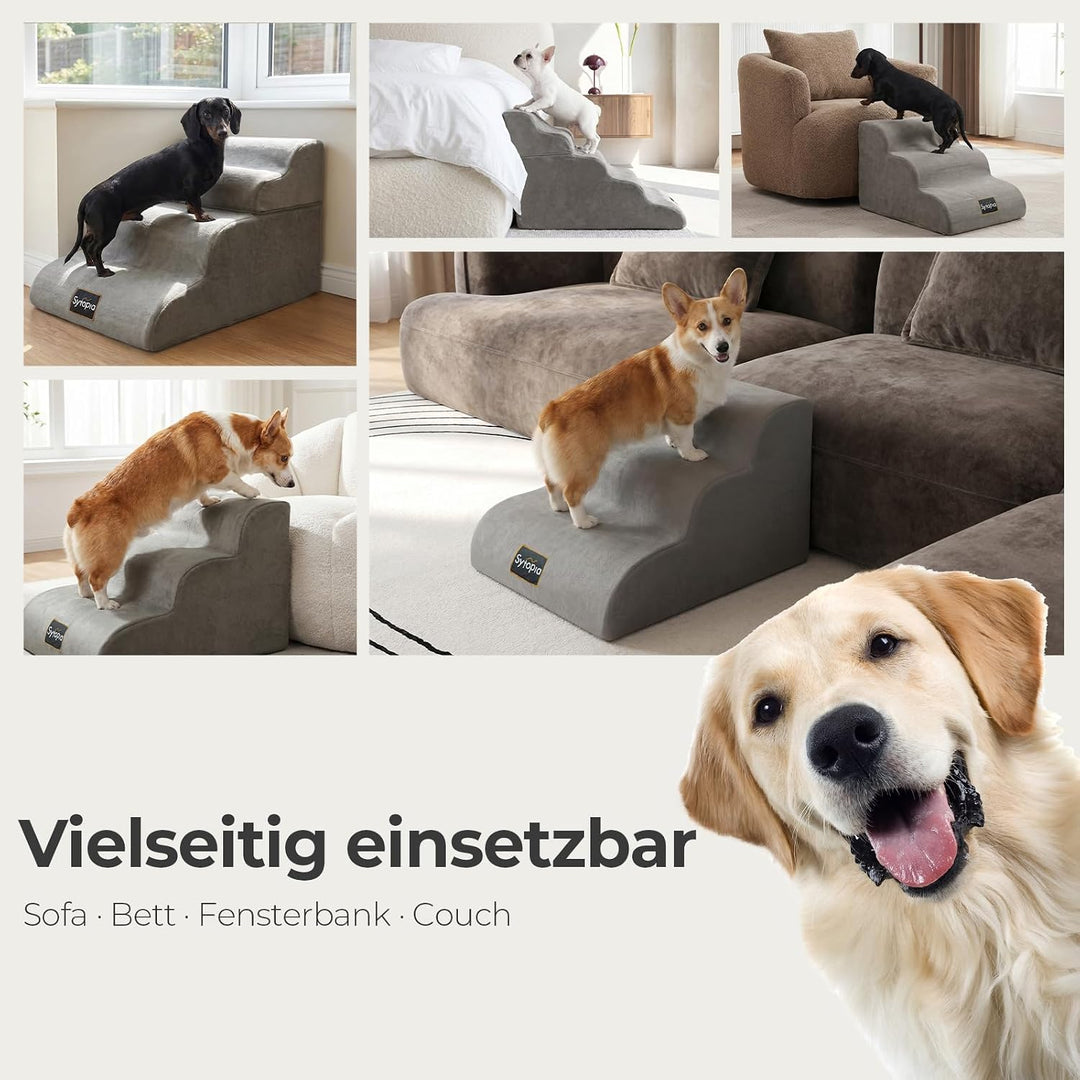 Sytopia Hundetreppe 3 Stufen, 40 cm, bis 27 kg, Haustiertreppe kleine Hunde &amp; Katzen, Katzentreppe B