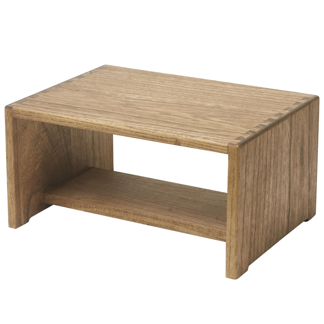 KIRIGEN Tritthocker Holz, Holzhocker, Holzschemel aus Massivholz | 2 Stufen · Stauraum · Handarbeit