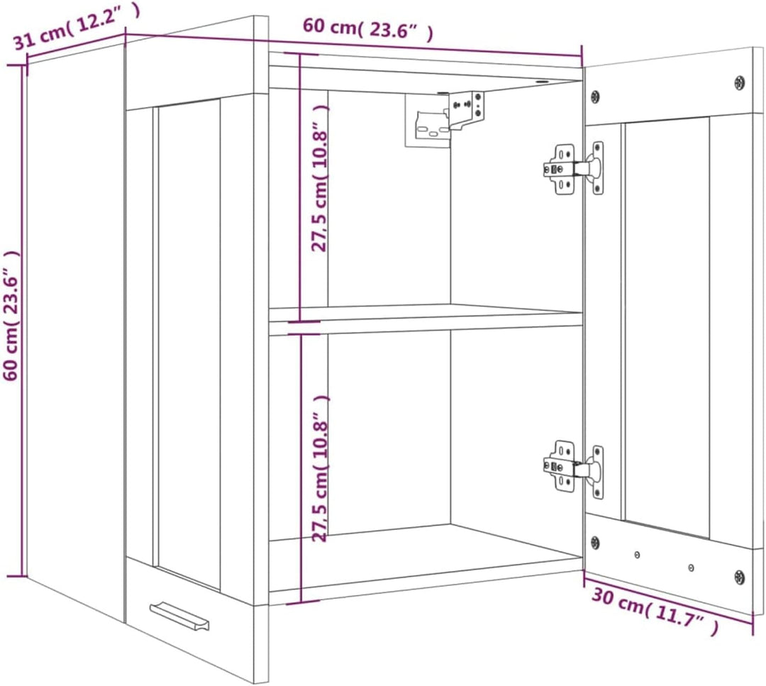Gecheer Hängeschrank Glas Küche Schrank mit 2 Fächern und 2 Glastüren Küchenzeile Küchenmöbel Küchen