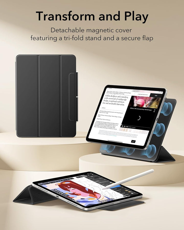 ESR Hülle für iPad Air 13 Zoll M2 (2024) und iPad Pro 12.9 (2022/2021/2020), Magnetbefestigung, dünn