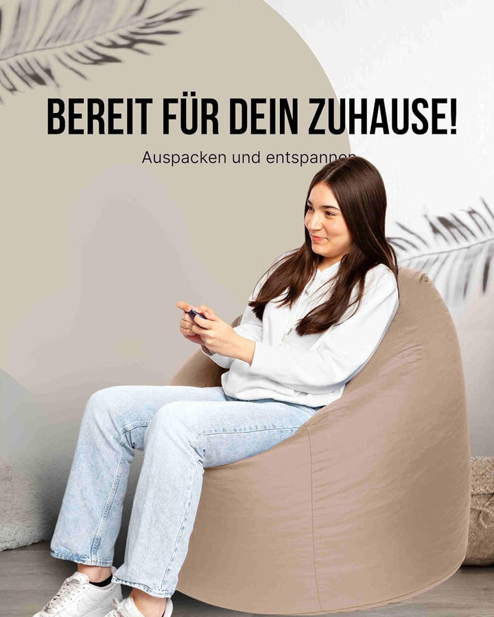 PATCH HOME Patchhome Sitzsack Tropfenform mit Reissverschluss Nachfüllbar - für In &amp; Outdoor - mit S