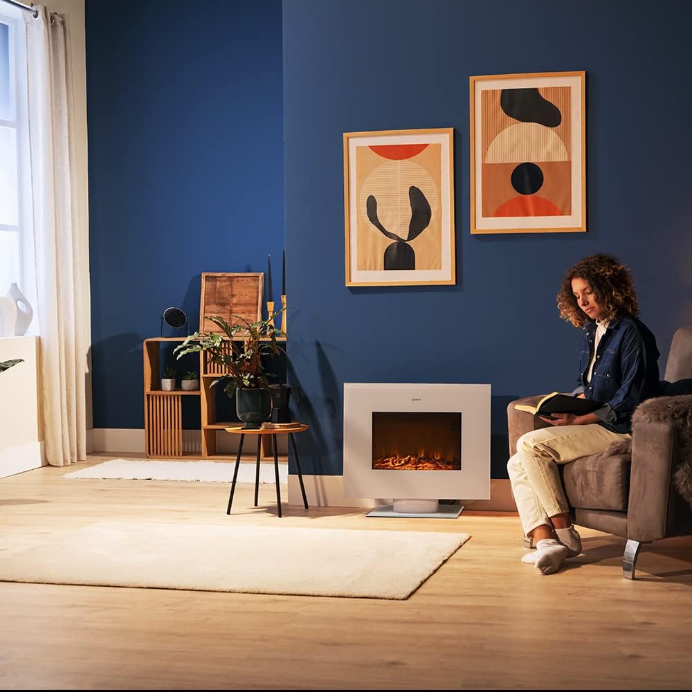 Cecotec Dekorativer Elektrischer Kaminofen ReadyWarm 2700 Design Flames White. 26“, 2000 W mit 2 Lei