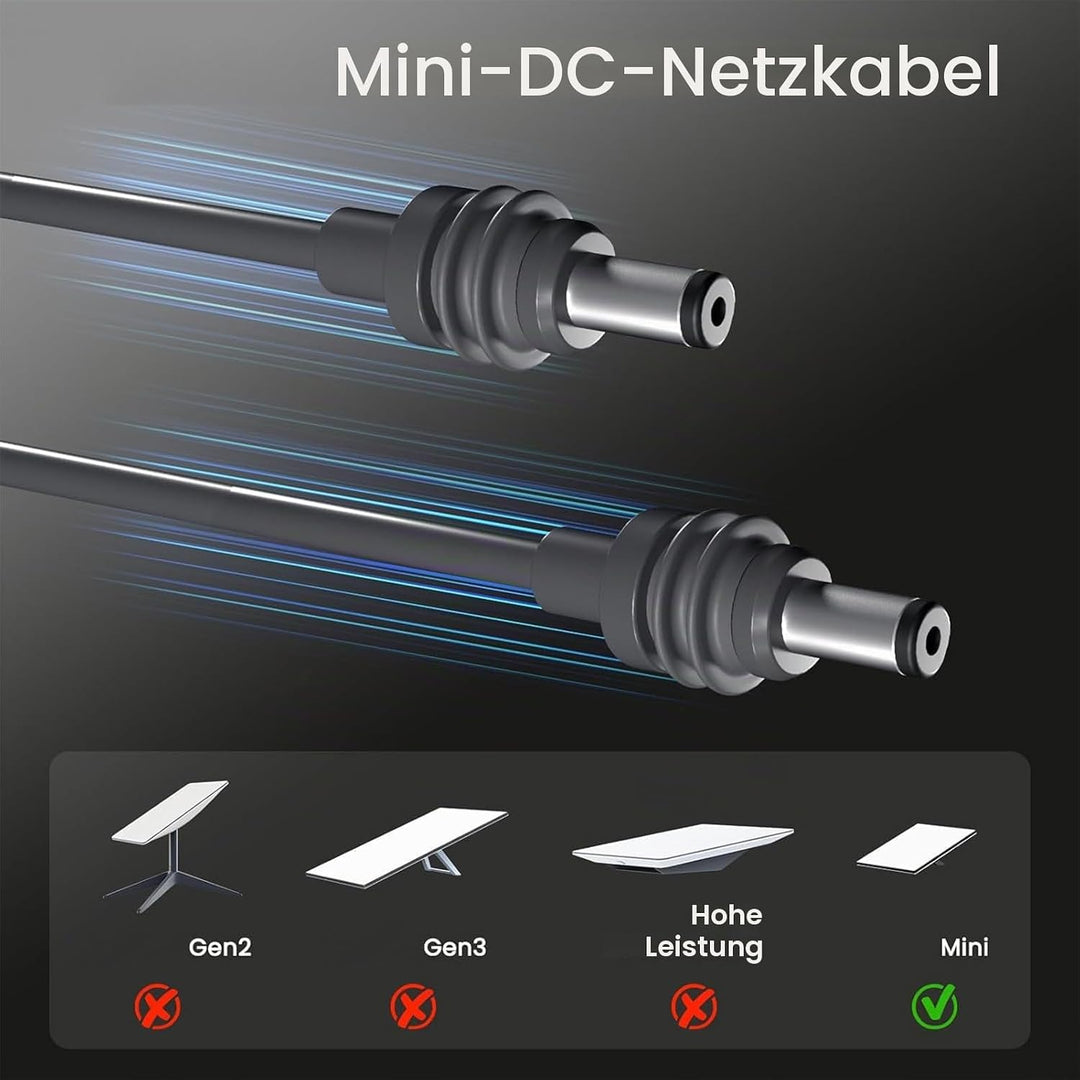 Elprico Starlink Mini Kabel, 18 AWG Draht, Starlink Mini Gleichstromkabel, IP68, wasserdichtes Gummi