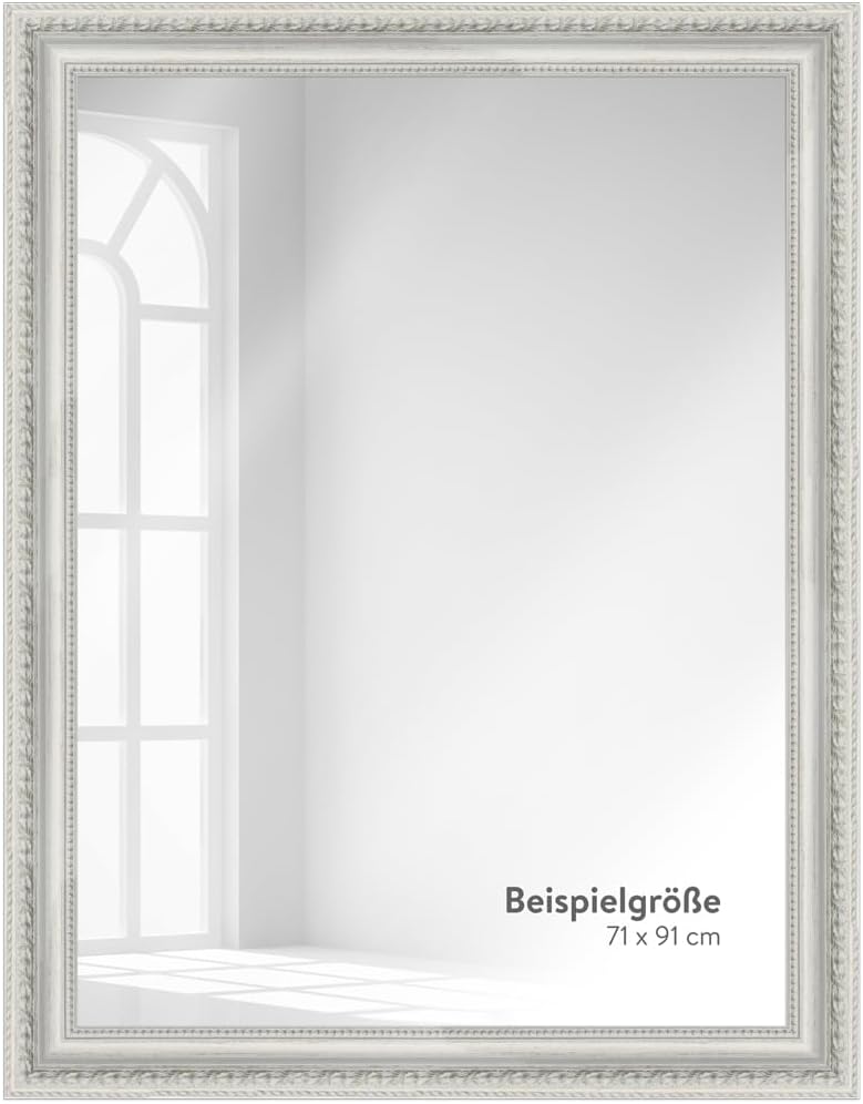 WANDStyle Spiegel Barock und Antik Stil I Aussenmass ca. 51x51 cm I Farbe Weiss I weisser Wandspiege