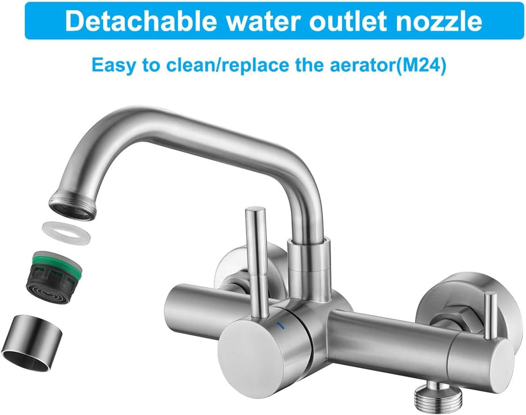 Wasserhahn Küche Wandmontage für Geschirrspüler/Waschmaschine, Küchenarmatur Wand Mischbatterie mit