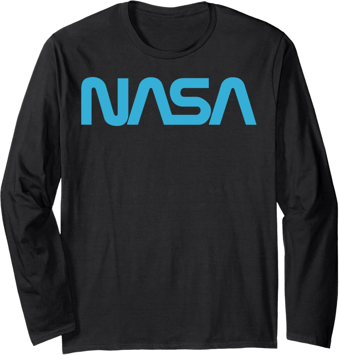 NASA Simple Bold Blue Connected Logo Langarmshirt