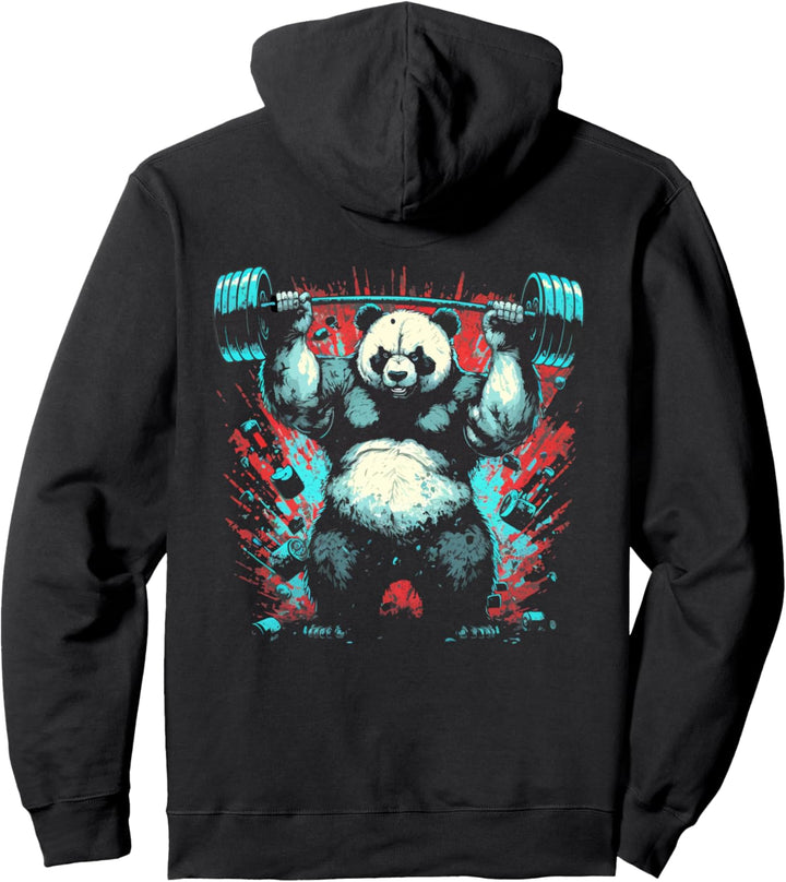 Panda Deadlift Gym Bodybuilding Fitnesstrainer (Kunst auf dem Rücken) Pullover Hoodie