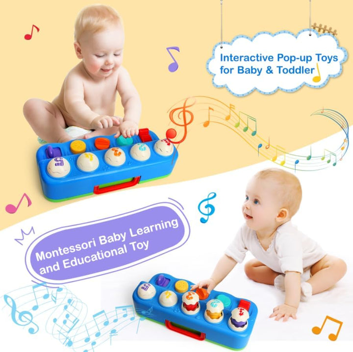 Yerloa Montessori Spielzeug ab 1 Jahr, Pop Up Tiere Spielzeug mit Musik, Tiere Ton, Licht, Early Lea