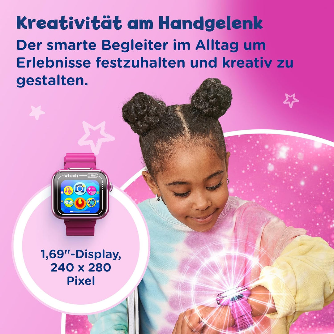 Vtech KidiZoom Smart Watch MAX Lila I Kinder-Smartwatch mit Duokamera I Touchscreen I 1,69 Zoll I Sp