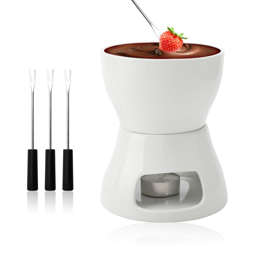 Keramik Fondueset Schokofondue Fondue Schokolade Schokoladenfondue, Keramikschale mit Teelichthalter