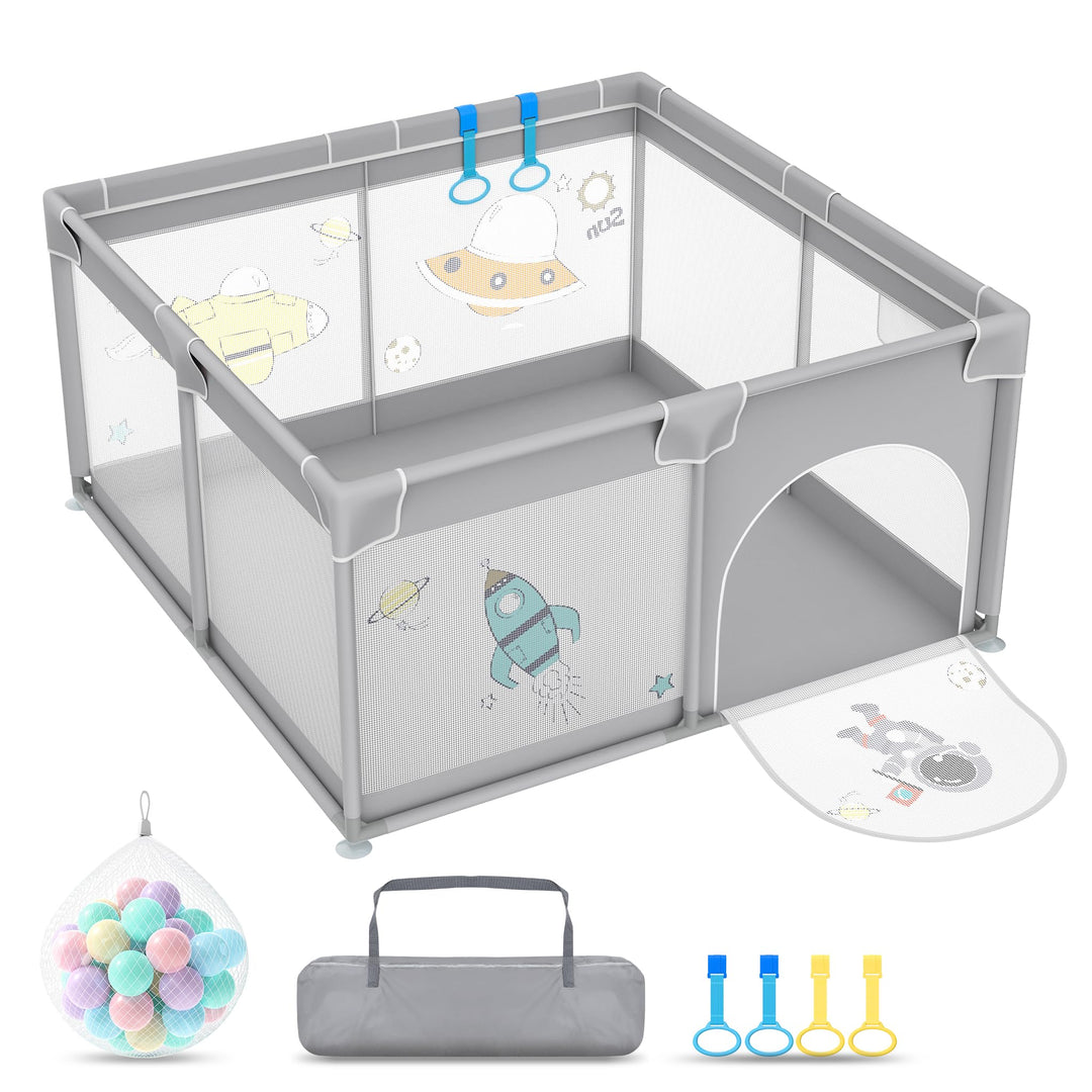 Froadp Laufgitter Baby Laufstall Playpen, Kinderlaufstall mit Tür,Oxford Sicherheitsspielplatz Schut