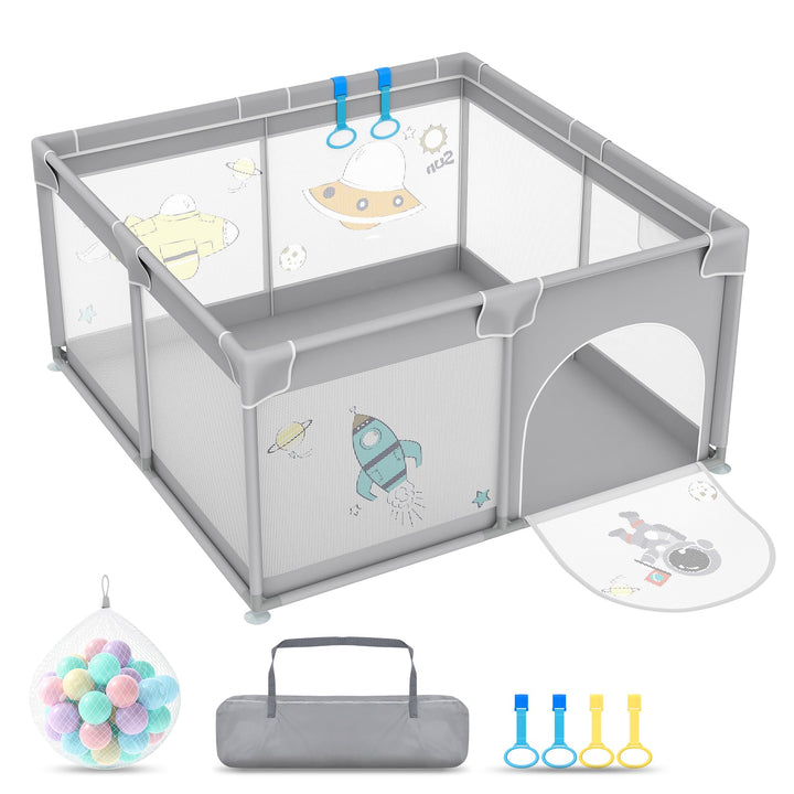Froadp Laufgitter Baby Laufstall Playpen, Kinderlaufstall mit Tür,Oxford Sicherheitsspielplatz Schut