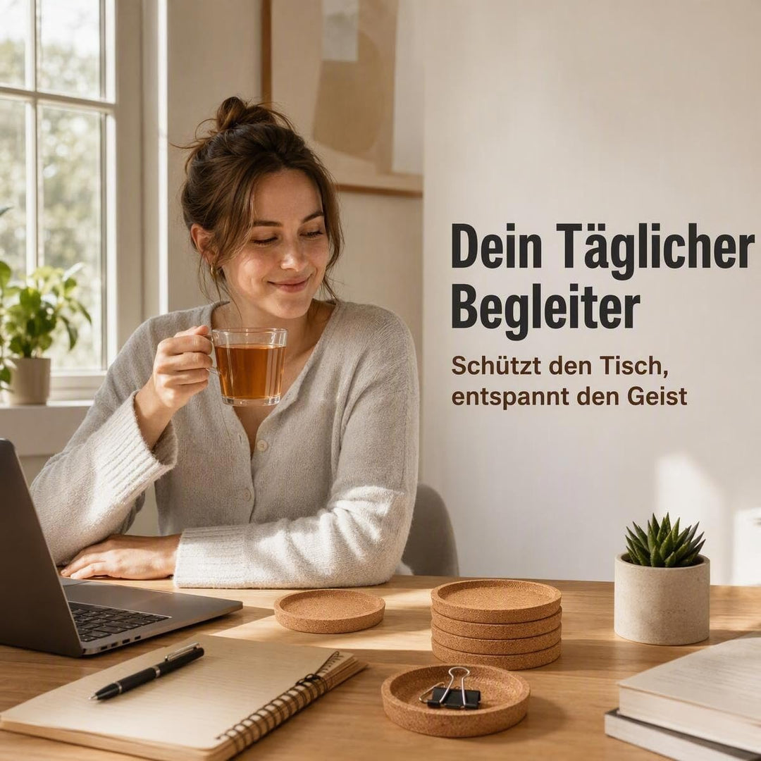 15 Stück Korkuntersetzer Rund, Untersetzer Kork Mit Erhöhtem Rand | Extra Dick, Für Die Meisten Tass