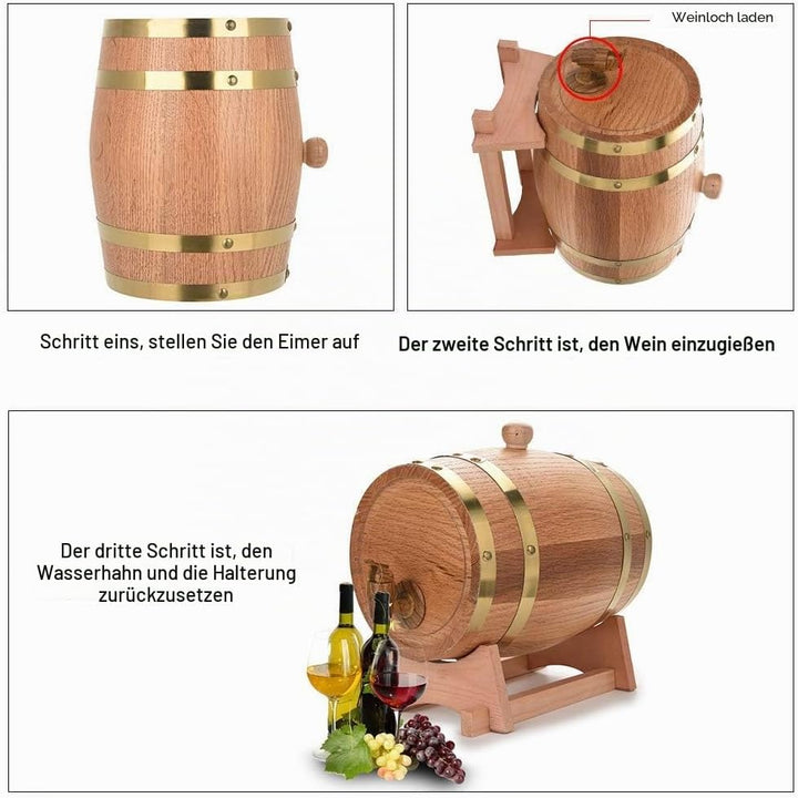 Weinfass aus Eichenfass, personalisierbar, 10 l, Vintage-Stil, für Whisky, Bourbon, Tequila, Rum, he