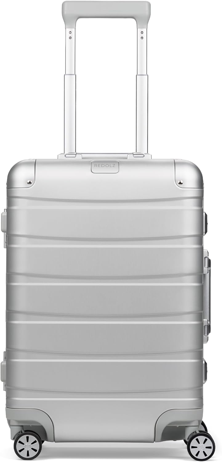 REDOLZ Pro Aluminium Handgepäck Koffer 55x37x23 cm Kabinenkoffer Hartschale 4 Rollen Spinner Trolley