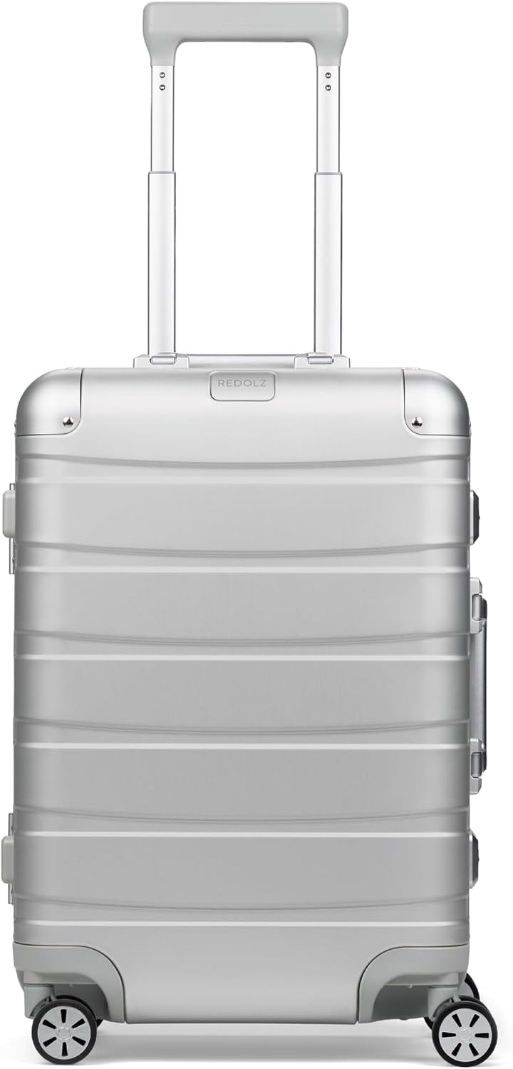 REDOLZ Pro Aluminium Handgepäck Koffer 55x37x23 cm Kabinenkoffer Hartschale 4 Rollen Spinner Trolley