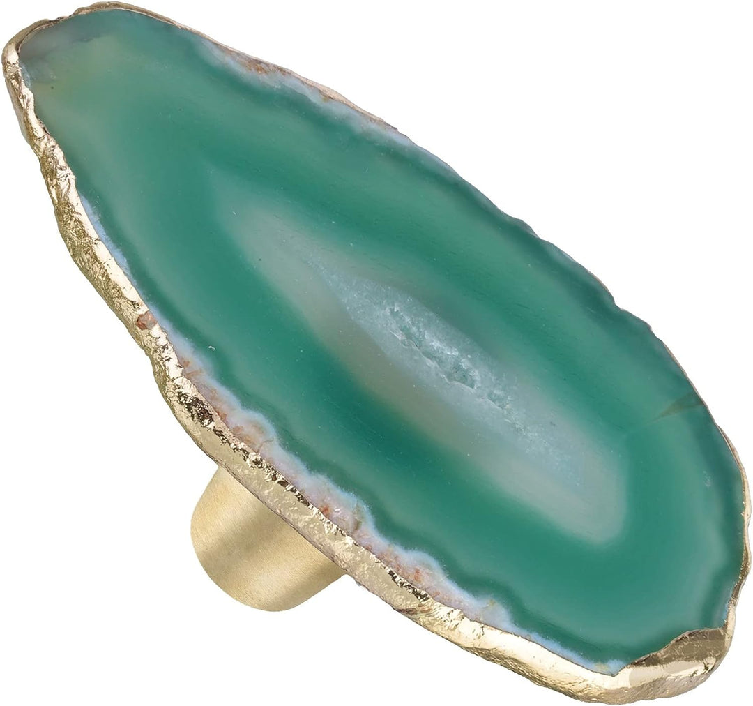 KYEYGWO 4 Stück Unregelmässig Achat Scheiben Möbelknöpfe, Polierte Achate Edelstein Schubladenknöpfe