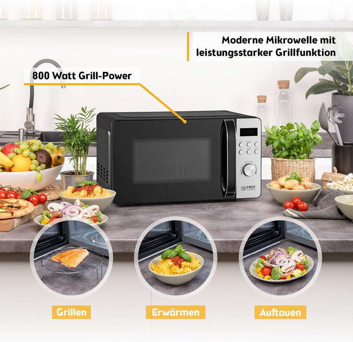 TZS First Austria - Mikrowellenofen mit Grill 20L - 2-in-1 Kombi-Mikrowelle, 700 W & 800 W Grill, 8