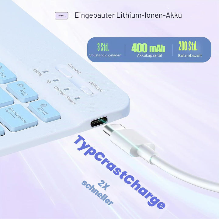 SUEEWE Tastatur Hülle für Lenovo Tab M11 11" 2024 (TB330FU), TPU Rückseite Hülle mit 3 Bereich 7 Far