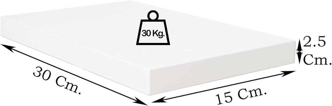 Henor Wandregal FSC® Holzwandregal 30 x 15 x 2.5 cm. Laden Sie 30 kg. Weiss 30 Weiss 15 Cm, 30 Weiss