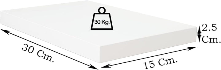 Henor Wandregal FSC® Holzwandregal 30 x 15 x 2.5 cm. Laden Sie 30 kg. Weiss 30 Weiss 15 Cm, 30 Weiss