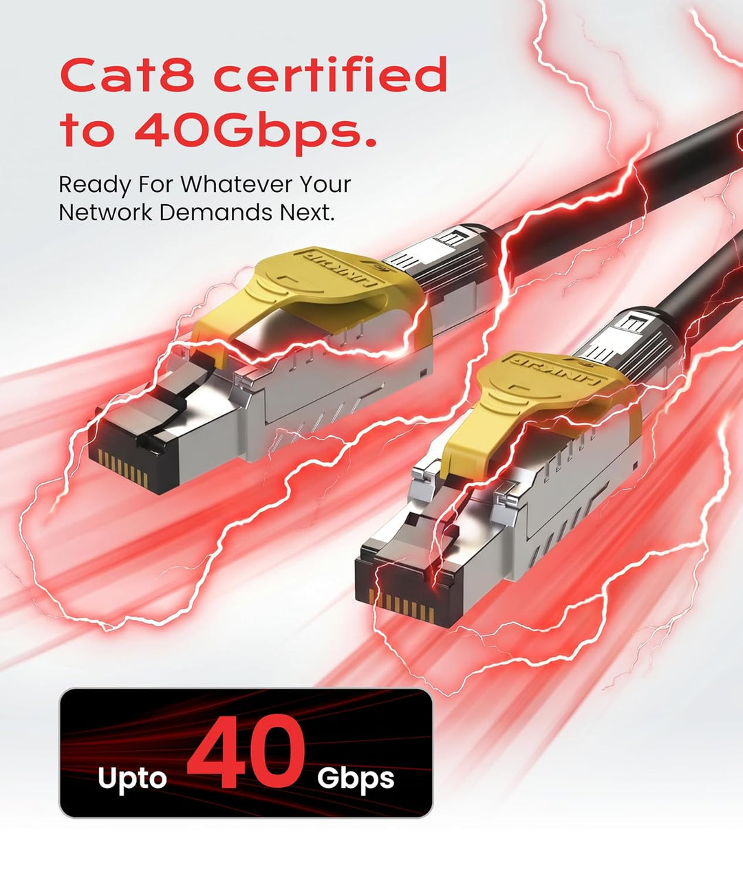 LINKUP - [GHMT &amp; DSX8000 Zertifiziert] Cat8-Ethernet-Patchkabel S/FTP 22AWG Doppelt Geschirmtes Mass
