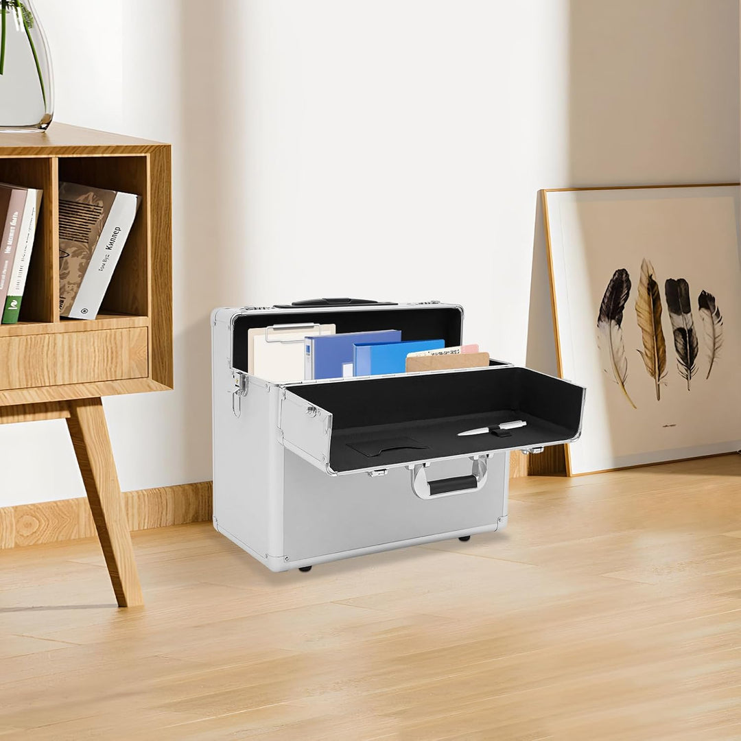 Pilotenkoffer mit Rollen, Rollbarer Aktenkoffer aus Aluminiumlegierung, Laptop Rollkoffer mit Telesk