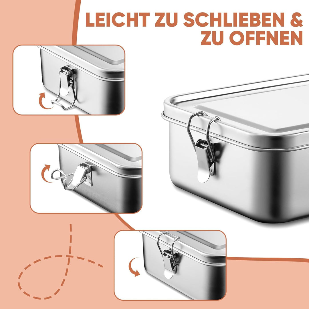 Joyfair Brotdose, Edelstahl Bento Box mit 3 Fächern, Vesperdose Lunch Box Auslaufsicher für Erwachse
