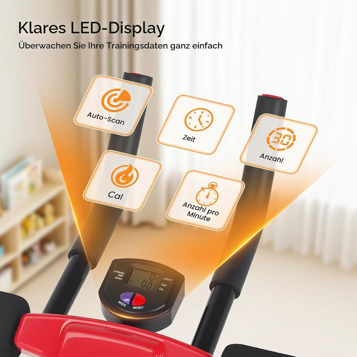 Bauchtrainer Klappbar, 5-fach Verstellbarer Widerstand, LED-Display, Faltbarer Bauchmuskeltrainer fü