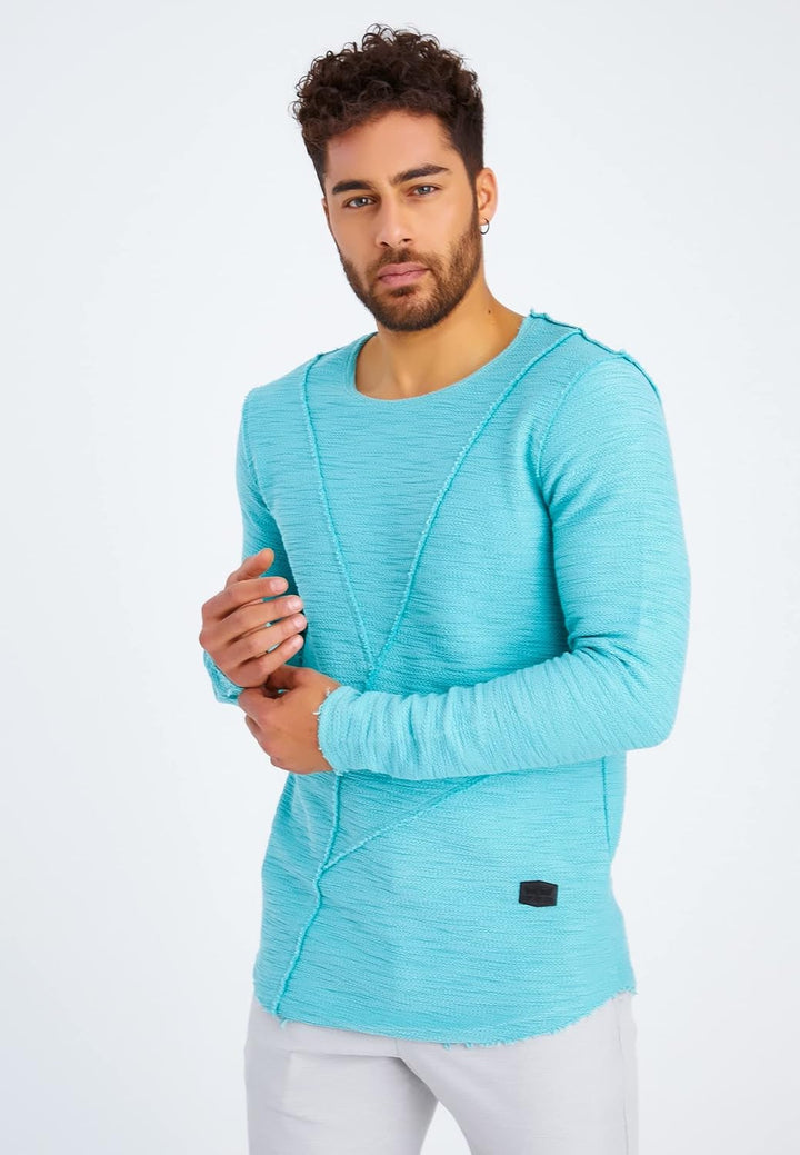 Leif Nelson Herren Pullover Rundhals-Ausschnitt Schwarzer Männer Longsleeve dünner Pulli Sweatshirt