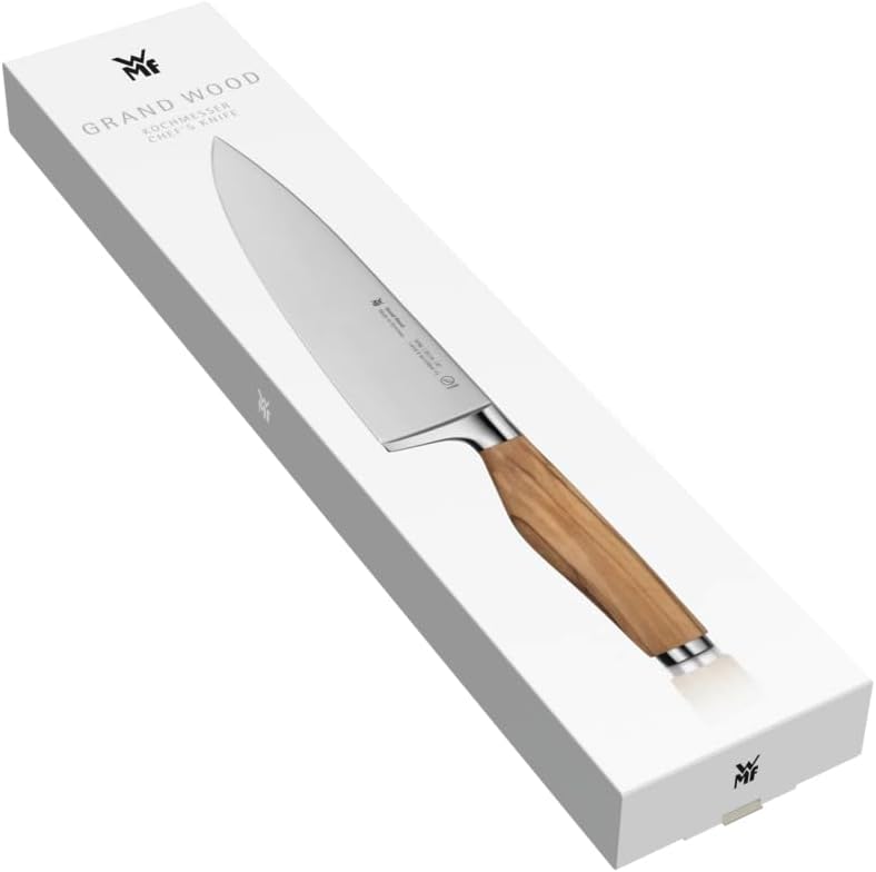 WMF Grand Wood Kochmesser 33,8 cm, Messer Holzgriff, Made in Germany, Olivenholzgriff, Messer geschm