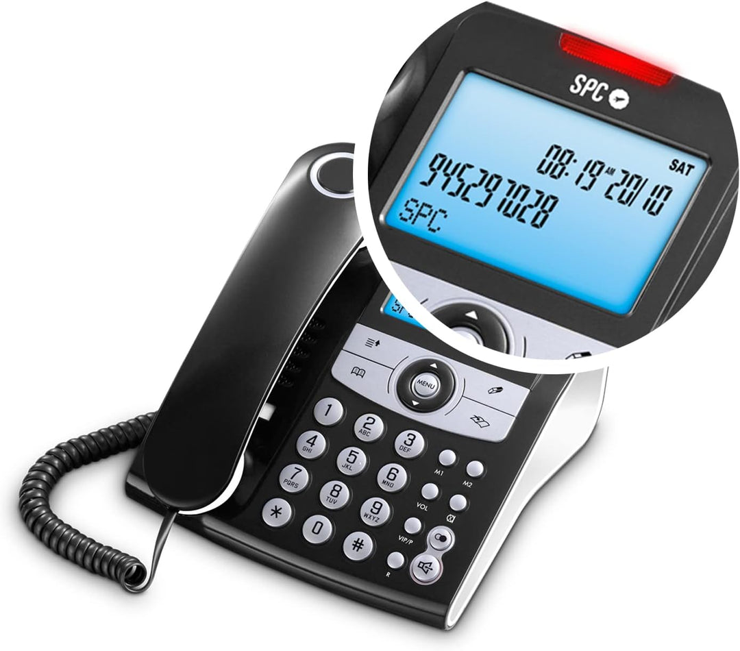 SPC Elegance ID – Festnetztelefon mit beleuchtetem Display, 2 Direktspeichern, Telefonbuch, Anrufer-