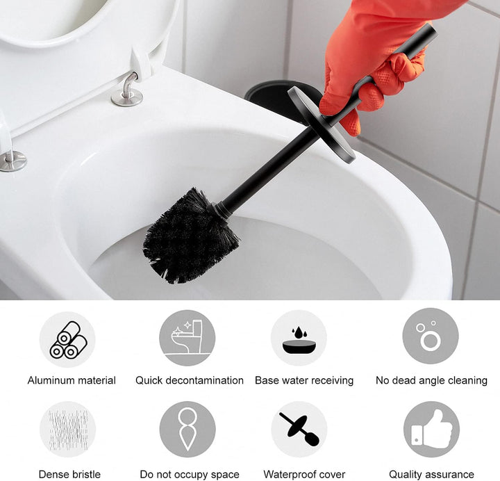EXLECO Edelstahl Toilettenbürste WC Bürste mit Ersatzbürste Wasserauffangbehälter Klobürste und Behä