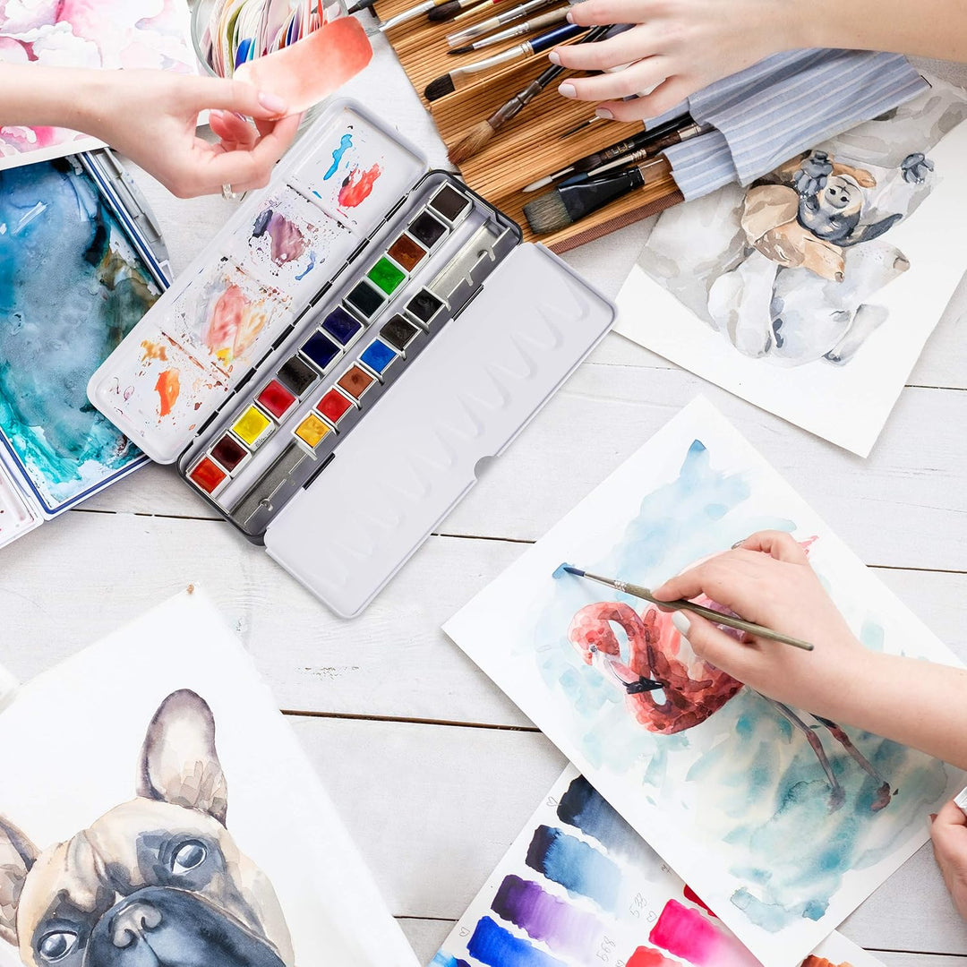 Sennelier Extra-fine Aquarellmetallkasten mit 12 1/2 Näpfchen + 6 gratis