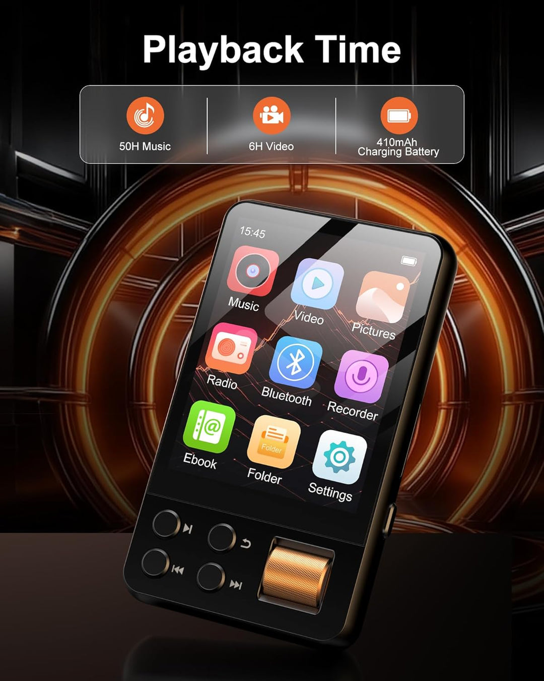 64GB MP3 Player Bluetooth 5.4 mit Kopfhörer, MP3 Player Kinder mit 2.4 Zoll Touchscreen, Musikplayer