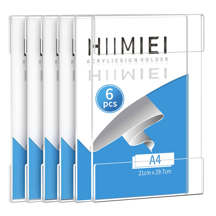 HIIMIEI Selbstklebender A4 Wand Plakathalter/blatthalter mit 3M Klebebandkleber, (6 Stück) Acryl pla